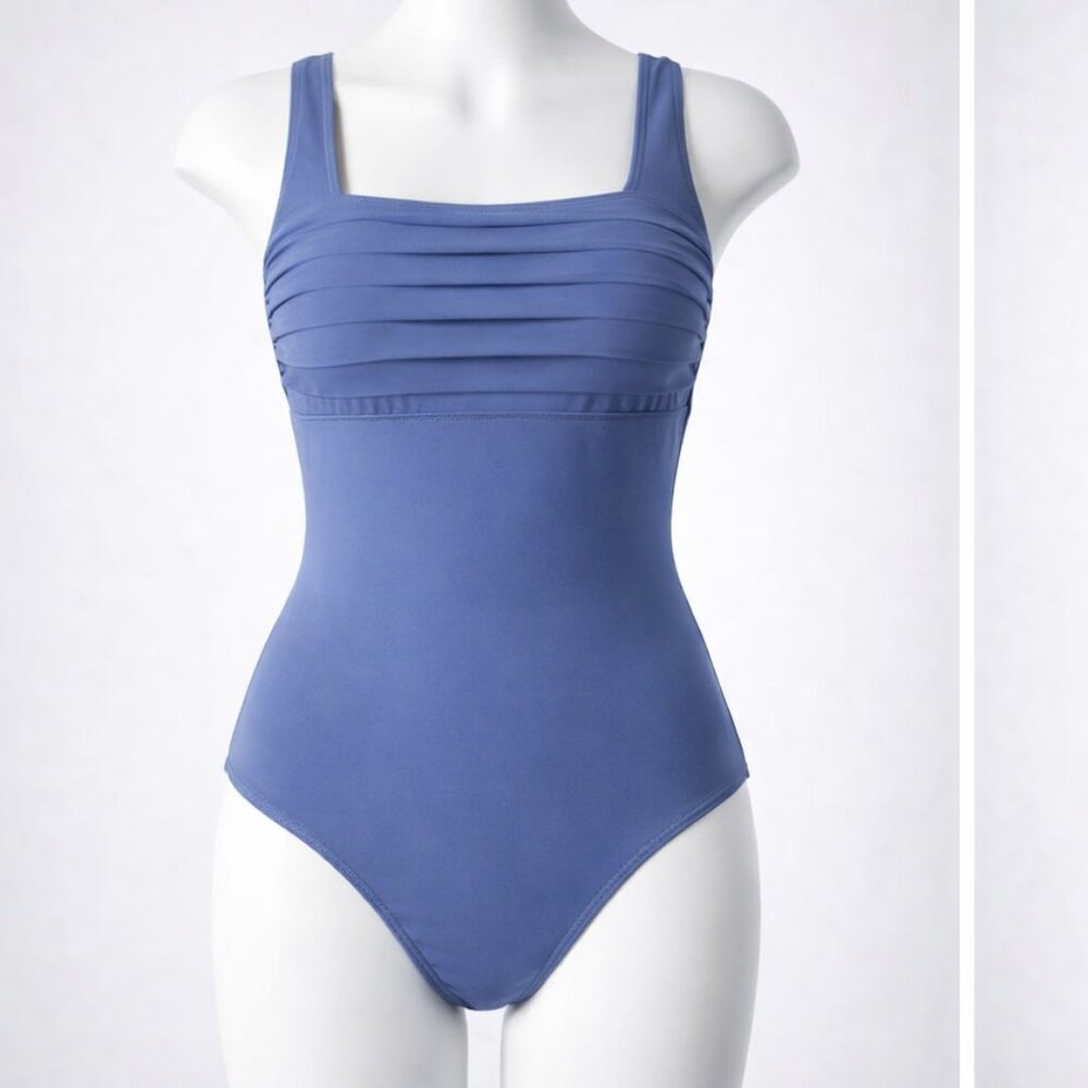 New Navy Blue Pleated Mykonos One-Piece